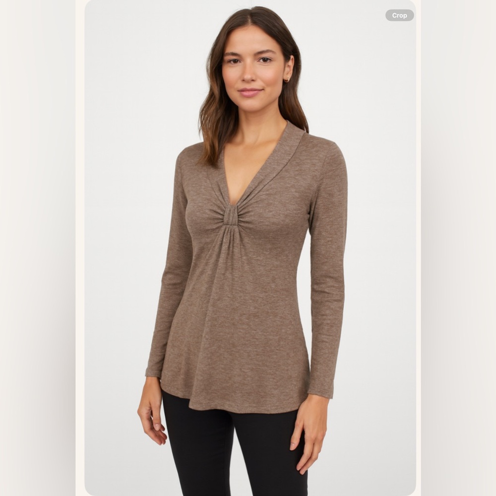 ✨💖 Banana Republic Brown 3/4 Sleeve Wool Blend Lightweight Top S EUC Minimalist